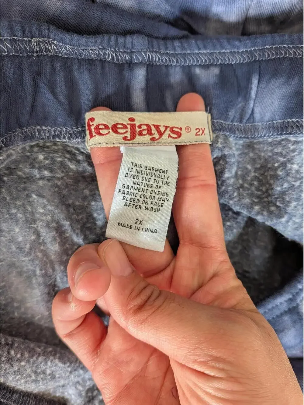 Feejays Pants Mens 2XL Blue Tie Dye Fleece Footed Lounge Sweatpants Winter